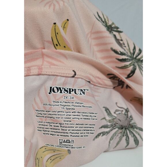 Joy Spun Monkey Jungle Nightgown Women Plus 2x-3X Peach Multicolor - Picture 2 of 3